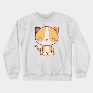 Smiling Kawaii Cute Kitten Cat Crewneck Sweatshirt